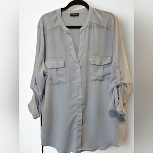 Le Chateau Women's Light Blue Sheer Blouse